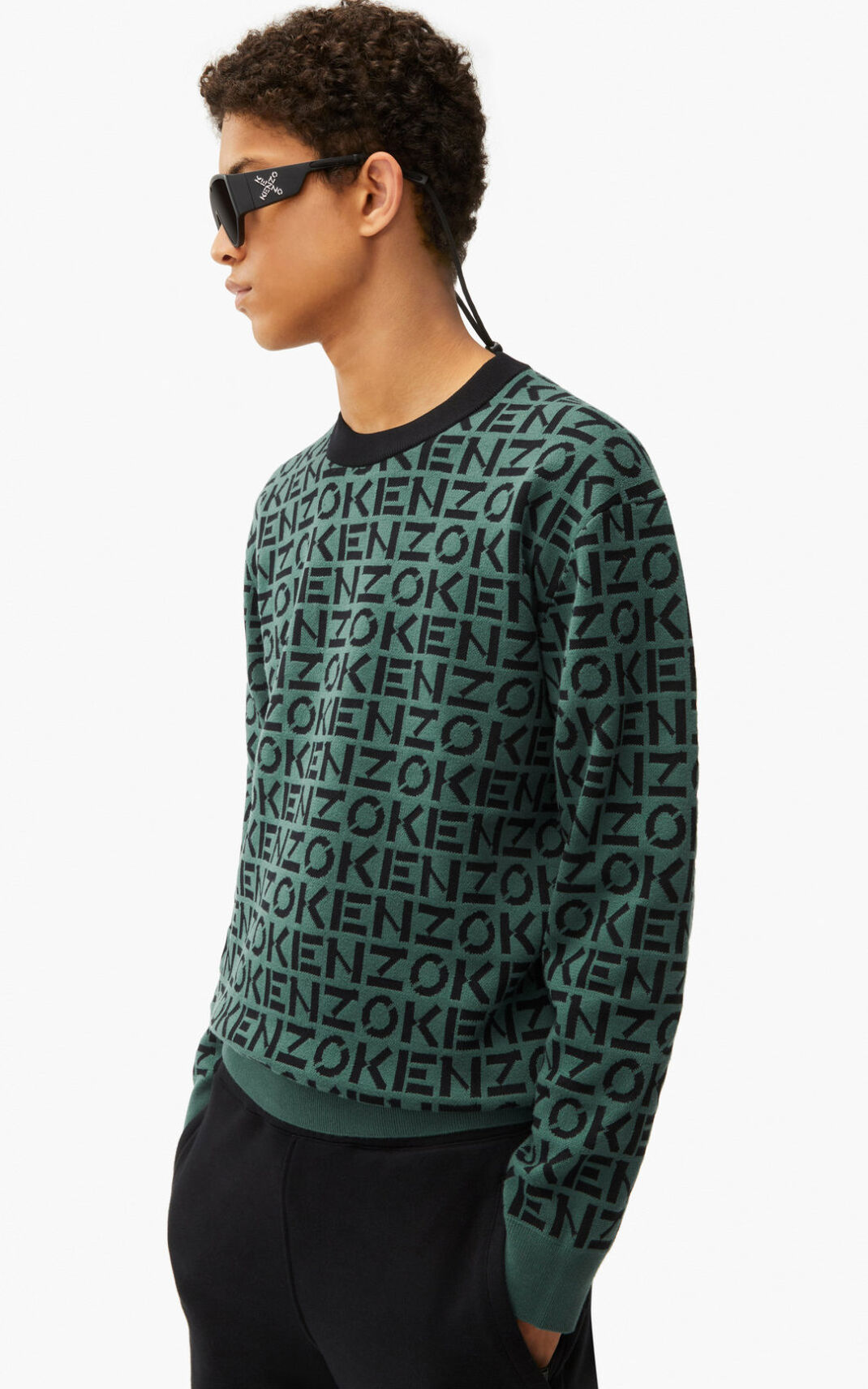 Pull Kenzo Homme Sport monogram Vert Foncé XFHKG-1537